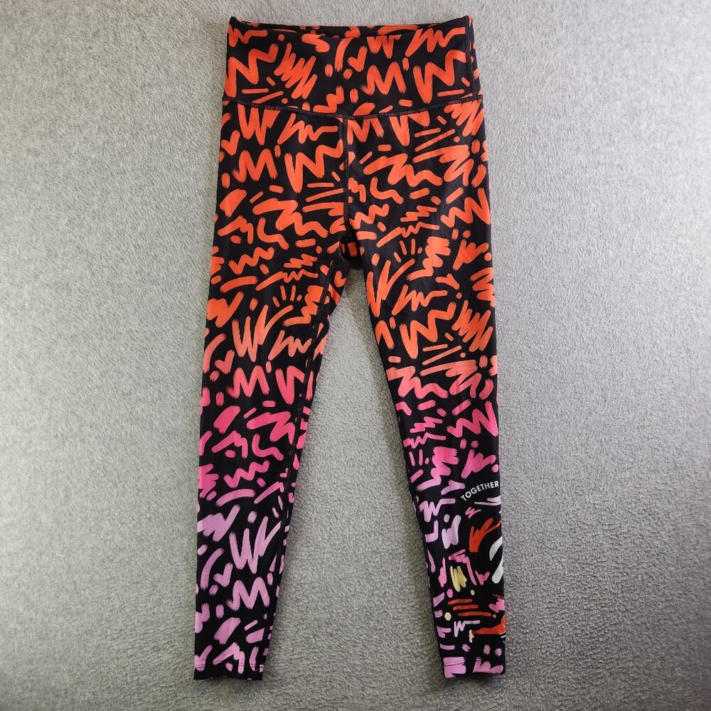 Peloton Leggings Womens M Orange Ombre Cycling Dance Fitness Aerobics Retro